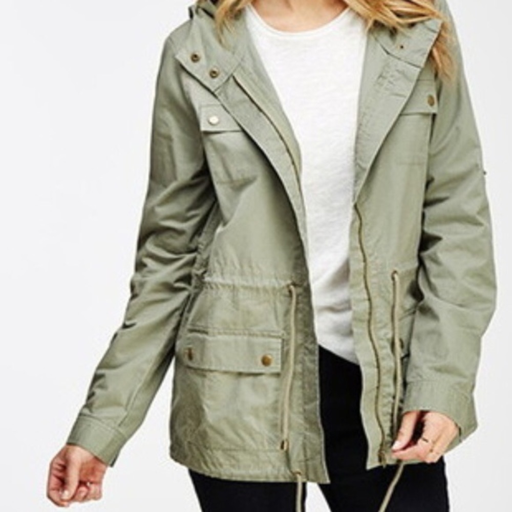 Olive Hooded Utility Jacket